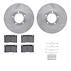 7612-20001 Drilled/Slotted Brake Rotors w/5000 Euro Ceramic Brake Pads Kit & Hardware [Silver], 1973-1997 Jaguar, Position: Fron - image 1