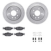 7612-20004 Drilled/Slotted Brake Rotors w/5000 Euro Ceramic Brake Pads Kit & Hardware [Silver], 1995-1997 Jaguar, Position: Rear - image 1