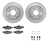 7612-20005 Drilled/Slotted Brake Rotors w/5000 Euro Ceramic Brake Pads Kit & Hardware [Silver], 1997-2006 Jaguar, Position: Rear - image 1