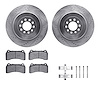 7612-20009 Drilled/Slotted Brake Rotors w/5000 Euro Ceramic Brake Pads Kit & Hardware [Silver], 2003-2005 Jaguar, Position: Fron - image 1