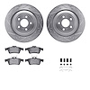 7612-20011 Drilled/Slotted Brake Rotors w/5000 Euro Ceramic Brake Pads Kit & Hardware [Silver], 2006-2015 Jaguar, Position: Rear - image 1