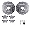 7612-20012 Drilled/Slotted Brake Rotors w/5000 Euro Ceramic Brake Pads Kit & Hardware [Silver], 2006-2010 Jaguar, Position: Fron - image 1