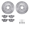 7612-20013 Drilled/Slotted Brake Rotors w/5000 Euro Ceramic Brake Pads Kit & Hardware [Silver], 2009-2015 Jaguar, Position: Fron - image 1