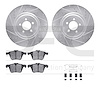 7612-20014 Drilled/Slotted Brake Rotors w/5000 Euro Ceramic Brake Pads Kit & Hardware [Silver], 2010-2019 Jaguar, Position: Fron - image 1