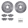 7612-20015 Drilled/Slotted Brake Rotors w/5000 Euro Ceramic Brake Pads Kit & Hardware [Silver], 2013-2015 Jaguar, Position: Fron - image 1