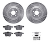 7612-20016 Drilled/Slotted Brake Rotors w/5000 Euro Ceramic Brake Pads Kit & Hardware [Silver], 2013-2021 Jaguar, Position: Fron - image 1