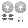 7612-20017 Drilled/Slotted Brake Rotors w/5000 Euro Ceramic Brake Pads Kit & Hardware [Silver], 2006-2008 Jaguar, Position: Fron - image 1