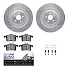 7612-20019 Drilled/Slotted Brake Rotors w/5000 Euro Ceramic Brake Pads Kit & Hardware [Silver], 2010-2017 Jaguar, Position: Rear - image 1