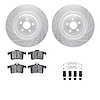 7612-20020 Drilled/Slotted Brake Rotors w/5000 Euro Ceramic Brake Pads Kit & Hardware [Silver], 2010-2015 Jaguar, Position: Rear - image 1