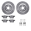 7612-20025 Drilled/Slotted Brake Rotors w/5000 Euro Ceramic Brake Pads Kit & Hardware [Silver], 2017-2020 Multiple Makes/Models, - image 1