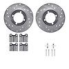 7612-22000 Drilled/Slotted Brake Rotors w/5000 Euro Ceramic Brake Pads Kit & Hardware [Silver], 1967-1971 Opel, Position: Front - image 1