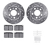 7612-27004 Drilled/Slotted Brake Rotors w/5000 Euro Ceramic Brake Pads Kit & Hardware [Silver], 1975-1987 Volvo, Position: Front - image 1