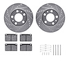 7612-27008 Drilled/Slotted Brake Rotors w/5000 Euro Ceramic Brake Pads Kit & Hardware [Silver], 1976-1993 Volvo, Position: Front - image 1
