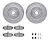 7612-27013 Drilled/Slotted Brake Rotors w/5000 Euro Ceramic Brake Pads Kit & Hardware [Silver], 1983-1987 Volvo, Position: Front - image 1