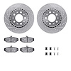 7612-27016 Drilled/Slotted Brake Rotors w/5000 Euro Ceramic Brake Pads Kit & Hardware [Silver], 1983-1992 Volvo, Position: Front - image 1