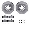 7612-27017 Drilled/Slotted Brake Rotors w/5000 Euro Ceramic Brake Pads Kit & Hardware [Silver], 1988-1994 Volvo, Position: Rear - image 1