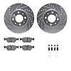 7612-27019 Drilled/Slotted Brake Rotors w/5000 Euro Ceramic Brake Pads Kit & Hardware [Silver], 1993-1995 Volvo, Position: Front - image 1