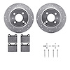 7612-27020 Drilled/Slotted Brake Rotors w/5000 Euro Ceramic Brake Pads Kit & Hardware [Silver], 1993-1995 Volvo, Position: Rear - image 1