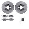 7612-27022 Drilled/Slotted Brake Rotors w/5000 Euro Ceramic Brake Pads Kit & Hardware [Silver], 1996-2004 Volvo, Position: Front - image 1