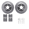 7612-27023 Drilled/Slotted Brake Rotors w/5000 Euro Ceramic Brake Pads Kit & Hardware [Silver], 1996-2004 Volvo, Position: Rear - image 1
