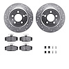 7612-27024 Drilled/Slotted Brake Rotors w/5000 Euro Ceramic Brake Pads Kit & Hardware [Silver], 1996-1997 Volvo, Position: Rear - image 1