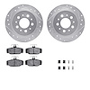 7612-27025 Drilled/Slotted Brake Rotors w/5000 Euro Ceramic Brake Pads Kit & Hardware [Silver], 1995-1997 Volvo, Position: Rear - image 1
