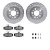 7612-27026 Drilled/Slotted Brake Rotors w/5000 Euro Ceramic Brake Pads Kit & Hardware [Silver], 1997-1998 Volvo, Position: Rear - image 1