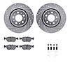 7612-27027 Drilled/Slotted Brake Rotors w/5000 Euro Ceramic Brake Pads Kit & Hardware [Silver], 1998-2004 Volvo, Position: Front - image 1