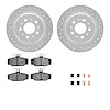 7612-27028 Drilled/Slotted Brake Rotors w/5000 Euro Ceramic Brake Pads Kit & Hardware [Silver], 1998-2000 Volvo, Position: Rear - image 1