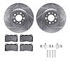 7612-27033 Drilled/Slotted Brake Rotors w/5000 Euro Ceramic Brake Pads Kit & Hardware [Silver], 2004-2007 Volvo, Position: Front - image 1