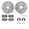 7612-27037 Drilled/Slotted Brake Rotors w/5000 Euro Ceramic Brake Pads Kit & Hardware [Silver], 2007-2010 Volvo, Position: Rear - image 1
