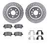 7612-27038 Drilled/Slotted Brake Rotors w/5000 Euro Ceramic Brake Pads Kit & Hardware [Silver], 2018-2018 Volvo, Position: Rear - image 1
