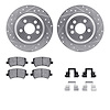 7612-27039 Drilled/Slotted Brake Rotors w/5000 Euro Ceramic Brake Pads Kit & Hardware [Silver], 2007-2018 Volvo, Position: Rear