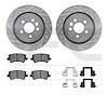 7612-27041 Drilled/Slotted Brake Rotors w/5000 Euro Ceramic Brake Pads Kit & Hardware [Silver], 2007-2015 Volvo, Position: Rear - image 1