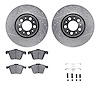 7612-27043 Drilled/Slotted Brake Rotors w/5000 Euro Ceramic Brake Pads Kit & Hardware [Silver], 2003-2009 Volvo, Position: Front - image 1