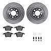 7612-27044 Drilled/Slotted Brake Rotors w/5000 Euro Ceramic Brake Pads Kit & Hardware [Silver], 2003-2014 Volvo, Position: Rear - image 1