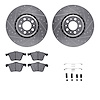 7612-27045 Drilled/Slotted Brake Rotors w/5000 Euro Ceramic Brake Pads Kit & Hardware [Silver], 2003-2009 Volvo, Position: Front - image 1