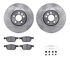 7612-27047 Drilled/Slotted Brake Rotors w/5000 Euro Ceramic Brake Pads Kit & Hardware [Silver], 2010-2016 Volvo, Position: Front - image 1
