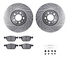 7612-27049 Drilled/Slotted Brake Rotors w/5000 Euro Ceramic Brake Pads Kit & Hardware [Silver], 2003-2014 Volvo, Position: Front - image 1