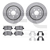 7612-27056 Drilled/Slotted Brake Rotors w/5000 Euro Ceramic Brake Pads Kit & Hardware [Silver], 2016-2018 Volvo, Position: Rear - image 1