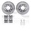 7612-31002 Drilled/Slotted Brake Rotors w/5000 Euro Ceramic Brake Pads Kit & Hardware [Silver], 1969-1978 BMW, Position: Rear - image 1