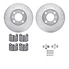 7612-31003 Drilled/Slotted Brake Rotors w/5000 Euro Ceramic Brake Pads Kit & Hardware [Silver], 1977-1977 BMW, Position: Front - image 1