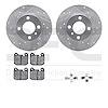7612-31004 Drilled/Slotted Brake Rotors w/5000 Euro Ceramic Brake Pads Kit & Hardware [Silver], 1977-1983 BMW, Position: Front - image 1