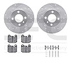 7612-31005 Drilled/Slotted Brake Rotors w/5000 Euro Ceramic Brake Pads Kit & Hardware [Silver], 1977-1983 BMW, Position: Front - image 1
