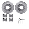 7612-31006 Drilled/Slotted Brake Rotors w/5000 Euro Ceramic Brake Pads Kit & Hardware [Silver], 1976-1982 BMW, Position: Front