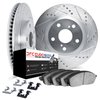 7612-31006 Drilled/Slotted Brake Rotors w/5000 Euro Ceramic Brake Pads Kit & Hardware [Silver], 1976-1982 BMW, Position: Front - image 2