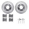 7612-31007 Drilled/Slotted Brake Rotors w/5000 Euro Ceramic Brake Pads Kit & Hardware [Silver], 1982-1986 BMW, Position: Front - image 1