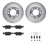 7612-31009 Drilled/Slotted Brake Rotors w/5000 Euro Ceramic Brake Pads Kit & Hardware [Silver], 1982-1989 BMW, Position: Front - image 1
