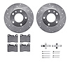 7612-31010 Drilled/Slotted Brake Rotors w/5000 Euro Ceramic Brake Pads Kit & Hardware [Silver], 1976-1976 BMW, Position: Front - image 1