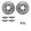 7612-31012 Drilled/Slotted Brake Rotors w/5000 Euro Ceramic Brake Pads Kit & Hardware [Silver], 1982-1989 BMW, Position: Rear - image 1